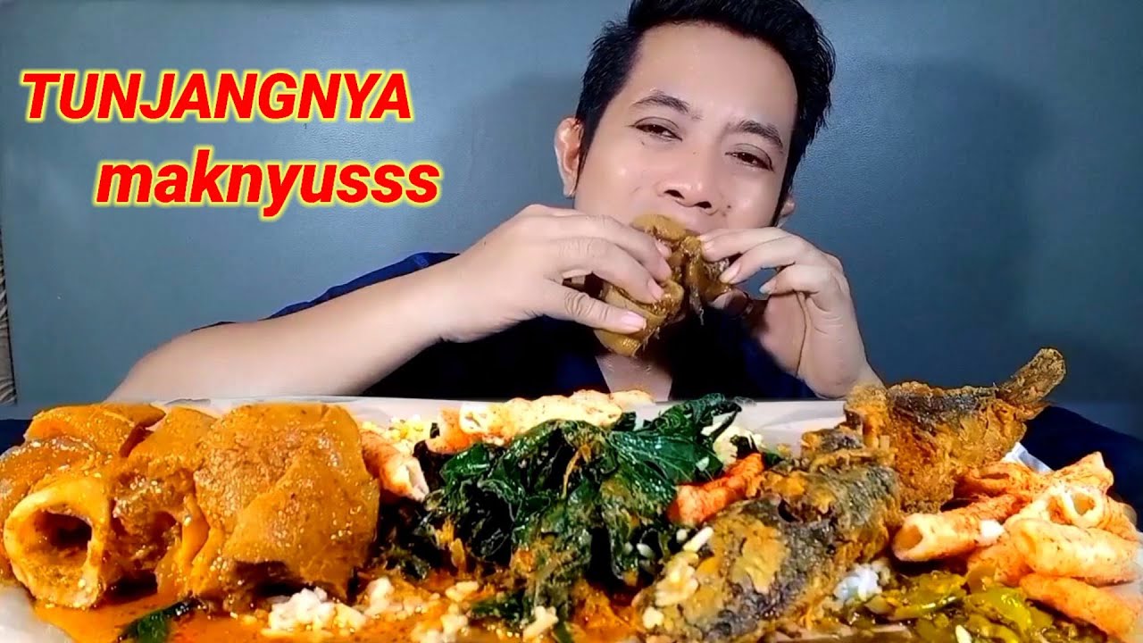 ASMR!! MUKBANG NASI PADANG GULAI TUNJANG/KIKIL SAPI,LELE GORENG DAN LALAP