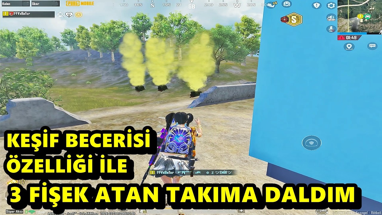 KEŞİF BECERİSİ ÖZELLİĞİ İLE 3 FİŞEK ATAN TAKIMA DALDIM ! BATUR GAME SOLO SQUAD PUBG MOBİLE