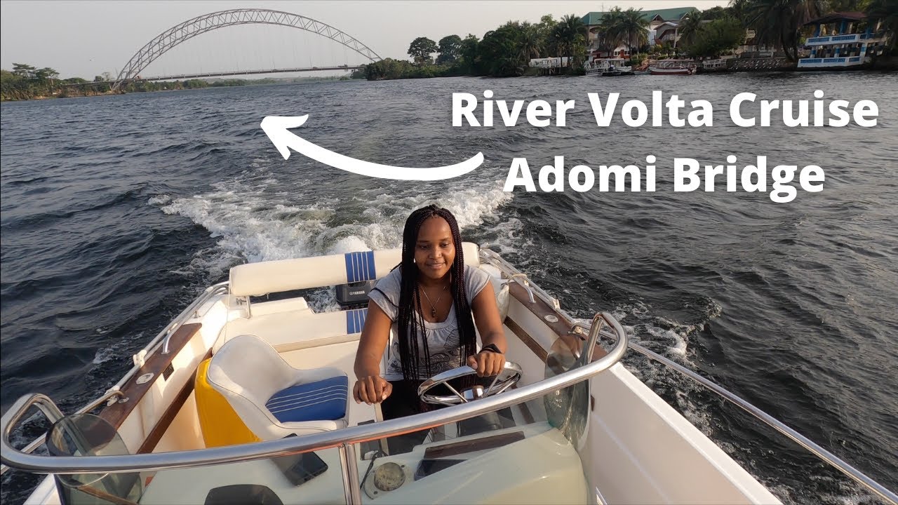 {4k} Ghana's Volta River Evening Cruise on A Marine Boat Across Adomi Bridge: Oh Captain my Captain