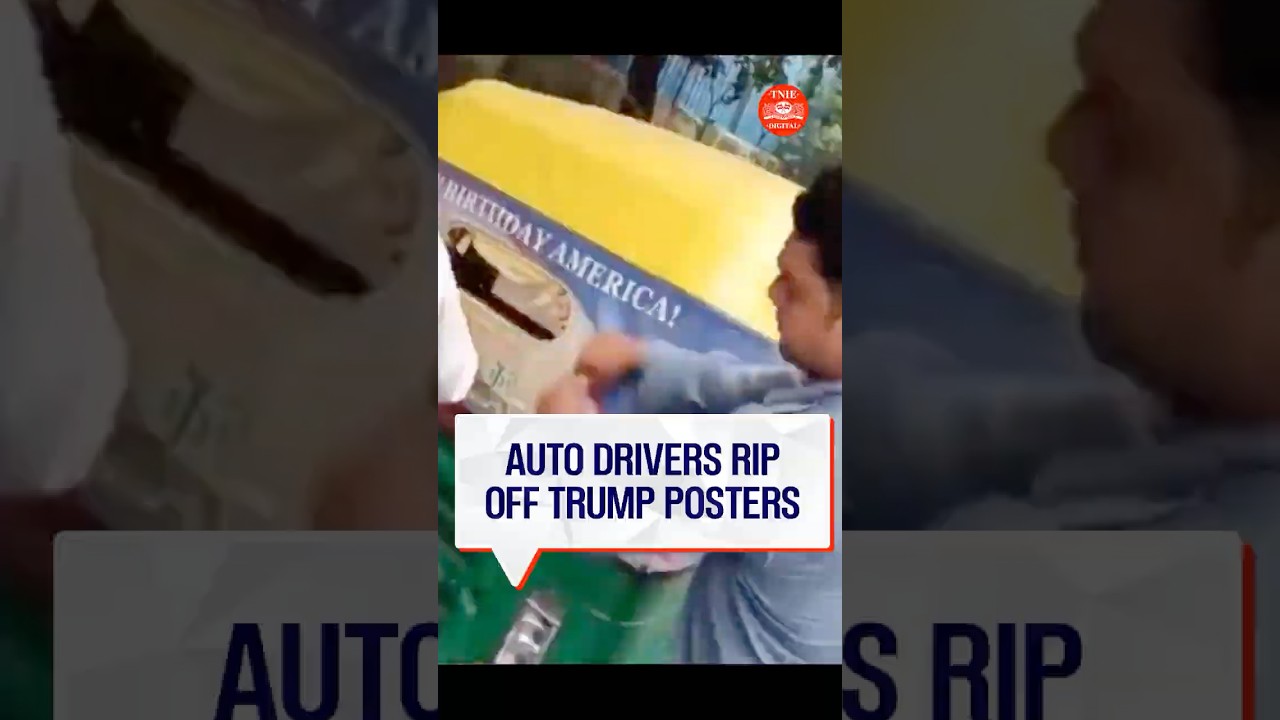 Delhi auto drivers rip off Trump posters in protest after US strike kills Indian sailors