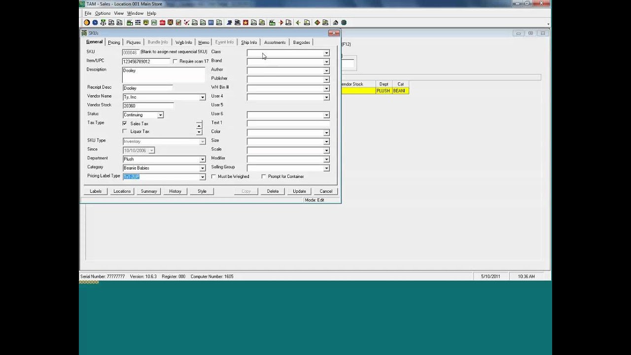 Creating SKUs in TAM