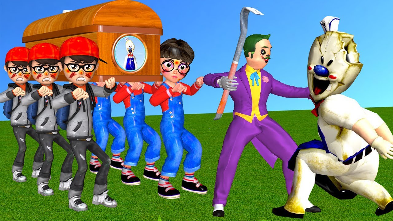 Scary Teacher 3D Nick Take Care Tani and Rescue Hello NeighborJoker - Ice Scream 4 with Car Racing