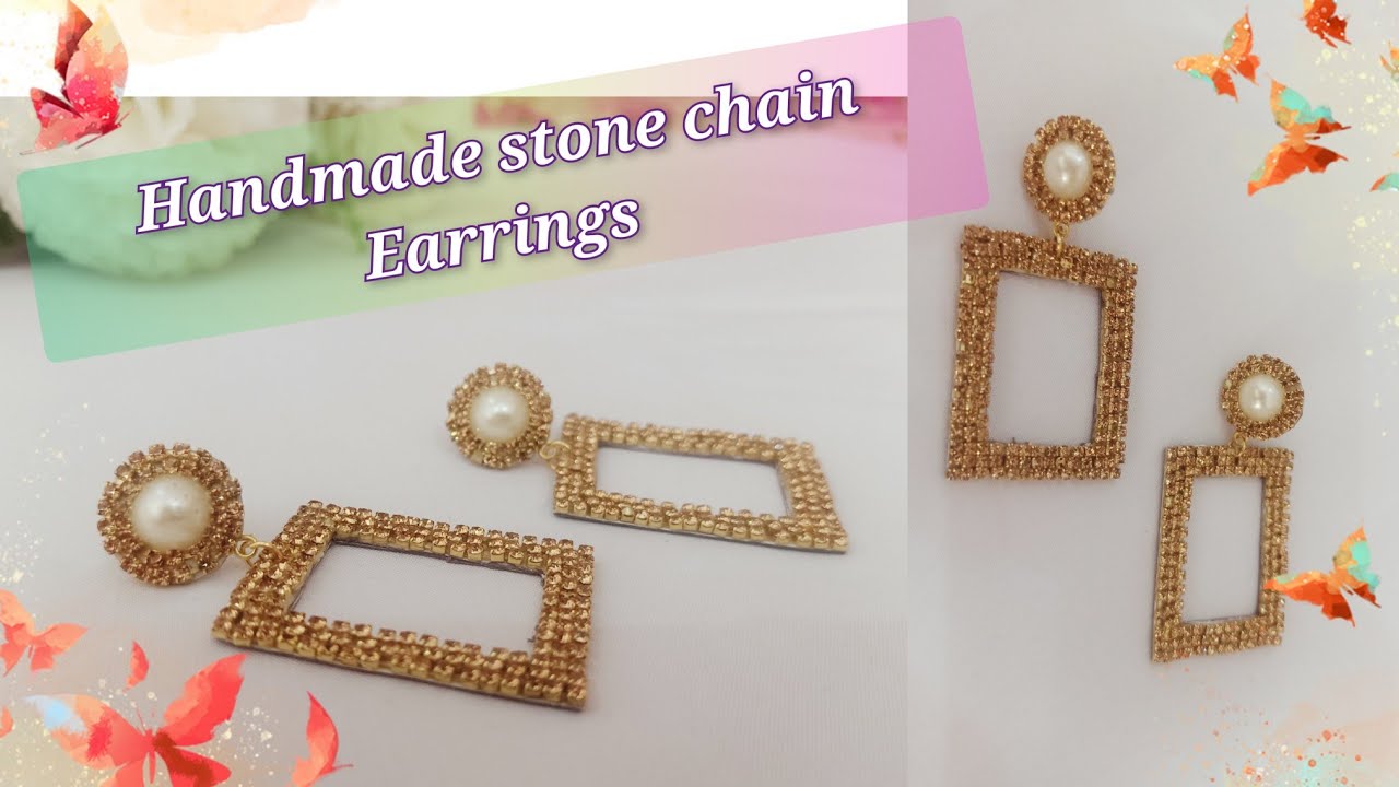How to make Earrings | diy stone chain Jewellery making | MamaZon Art