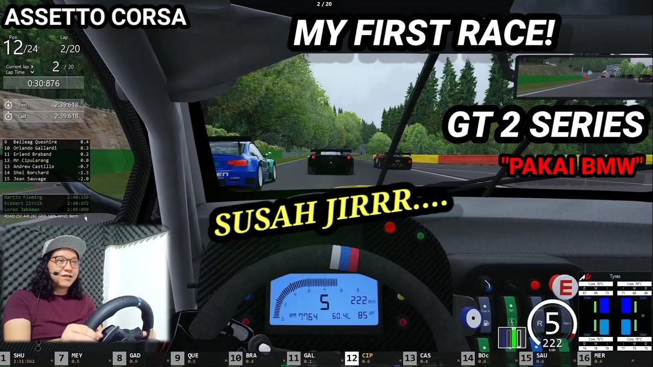 First Race! Assetto Corsa GT2 di Spa-Francorchamps | Pakai BMW | Suka Nyetir| SIM Racing Indonesia