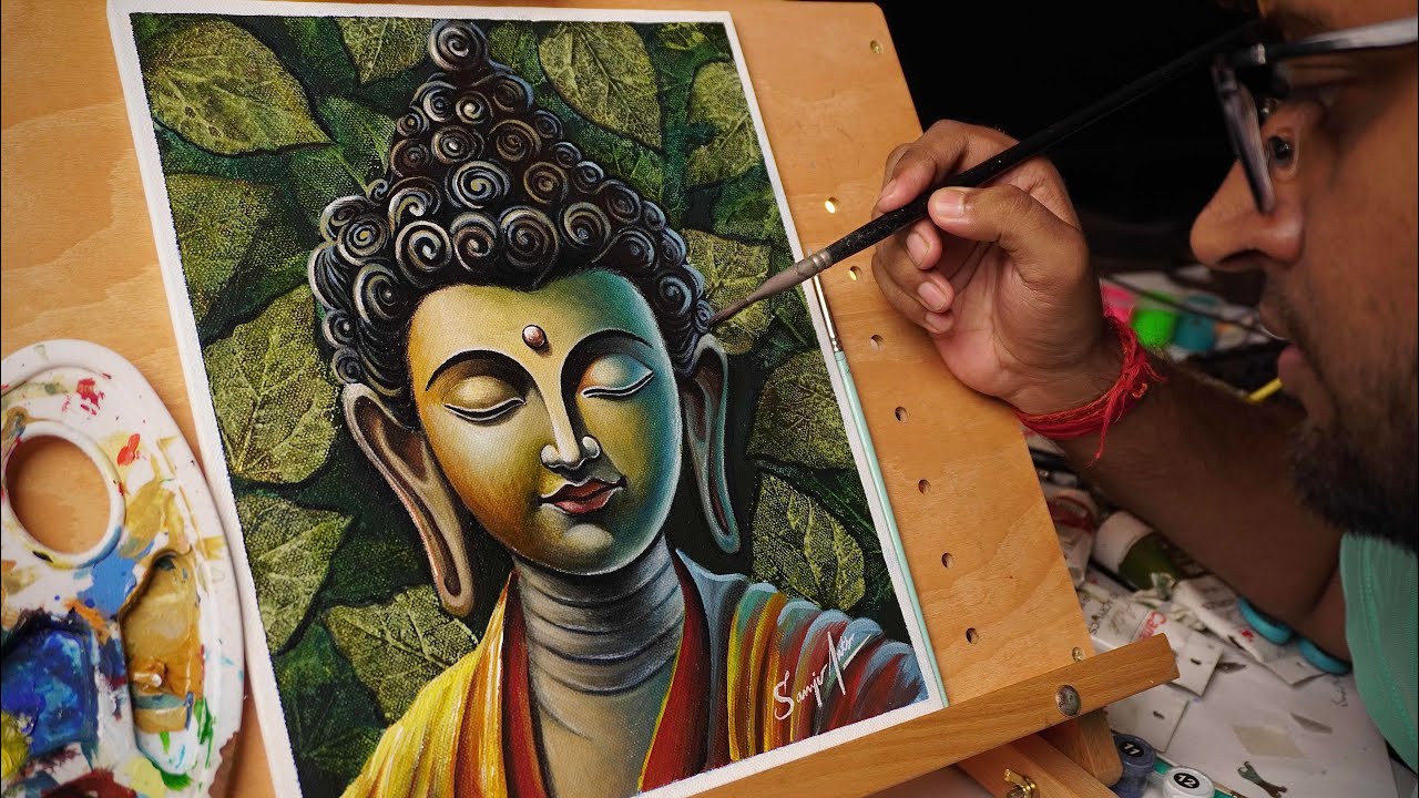 Buddha Canvas Painting,  Acrylic Painting, Gautam Buddha