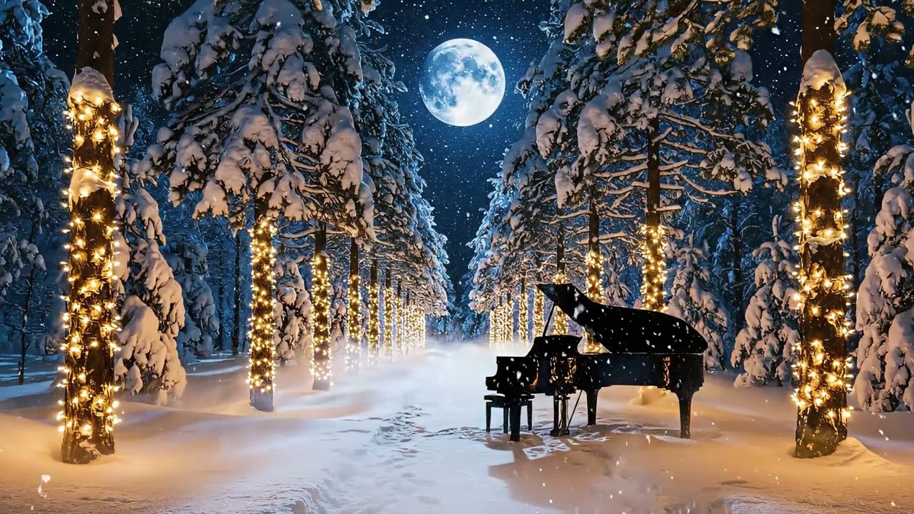 A Silent Snowy Night in a Golden Forest ❄️ Deep Sleep Piano (45 MIN)