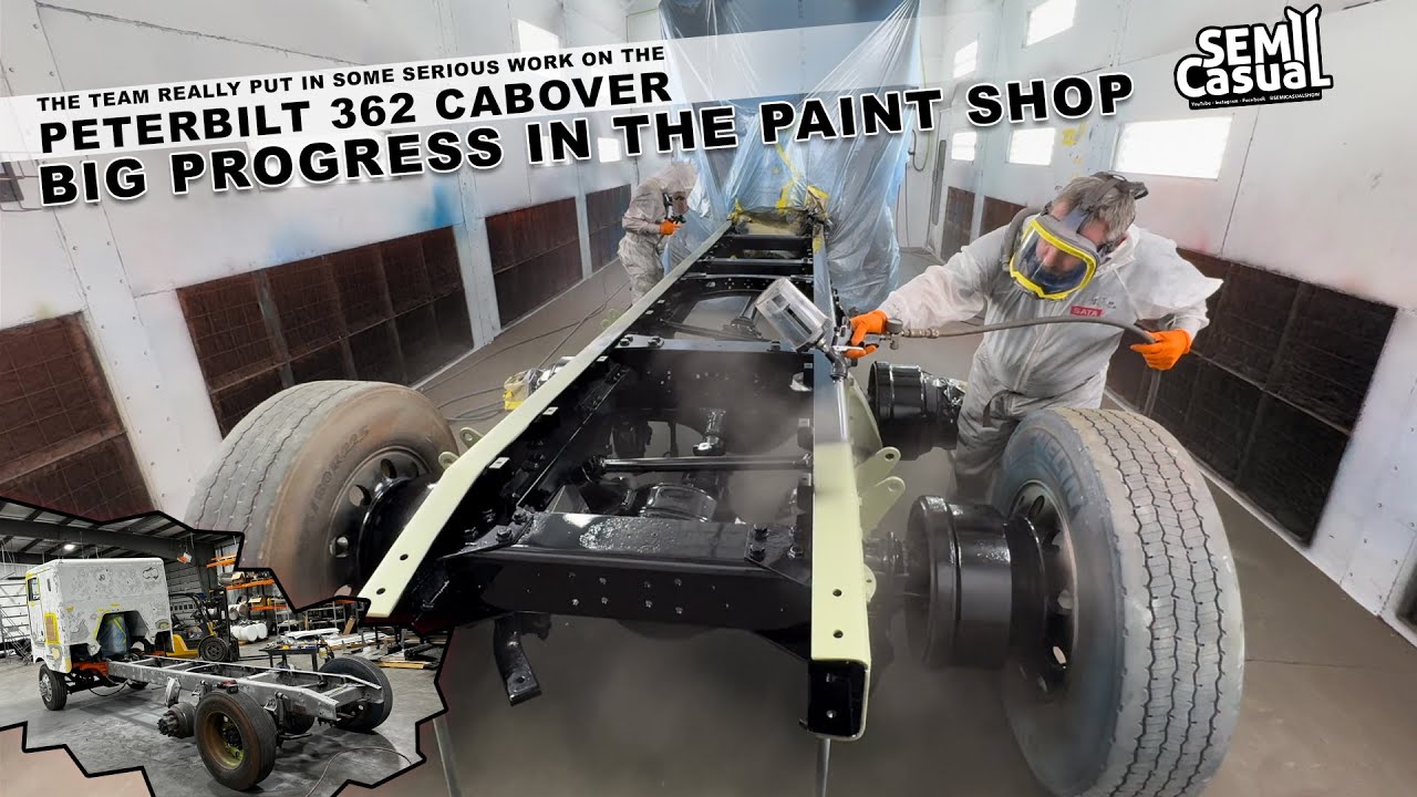 This Peterbilt Cabover gets new frame paint!!