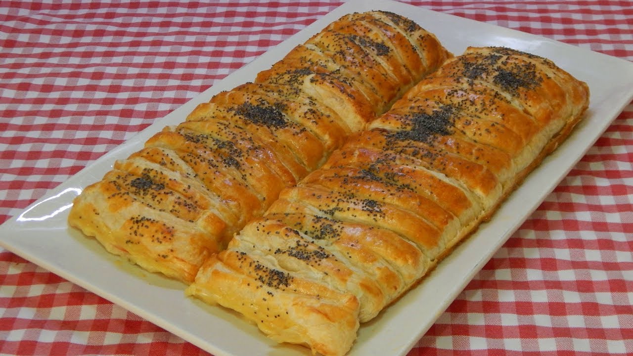 Trenzas de Hojaldre rellenas de jamón y queso Receta fácil y rápida