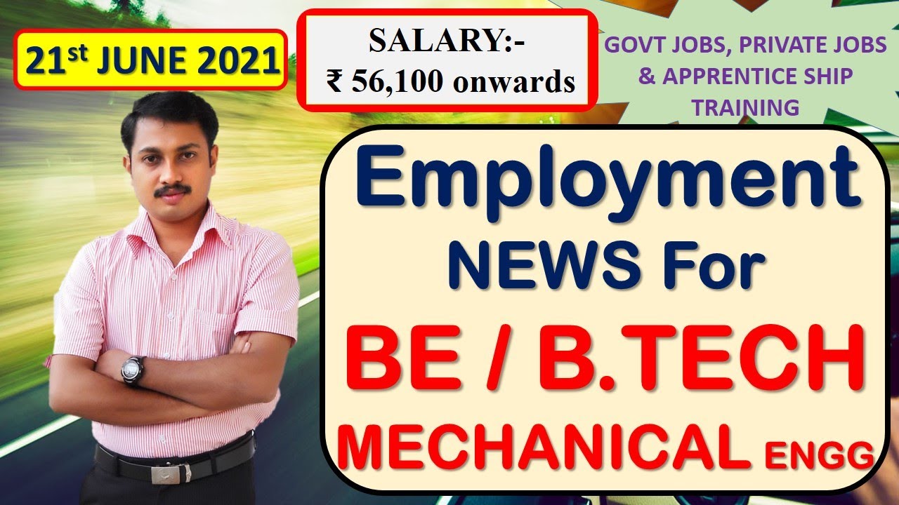 Mechanical engineering jobs | 21.6.2021 | Employment news for mechanical engineer | Mechanical jobs