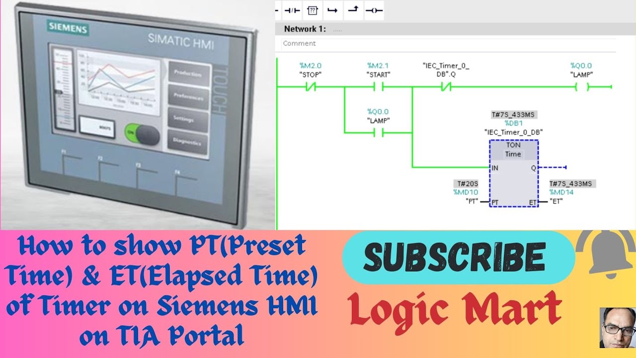 How to show PT(Preset Time) & ET(Elapsed Time) of Timer on Siemens HMI on TIA Portal