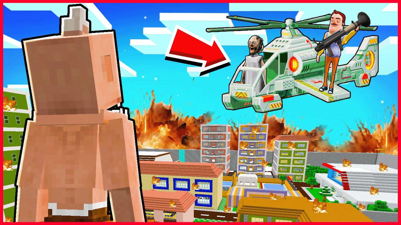 GRANNY VE HELLO NEİGHBOR HELİKOPTERLE ŞEHRE SALDIRDI! 😱 - Minecraft