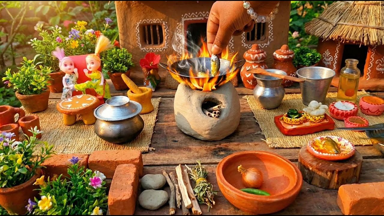 পুতুলের ছোট রান্নাঘরে মাছ ভাজা 🍳🔥 | Miniature Fish Fry ✨