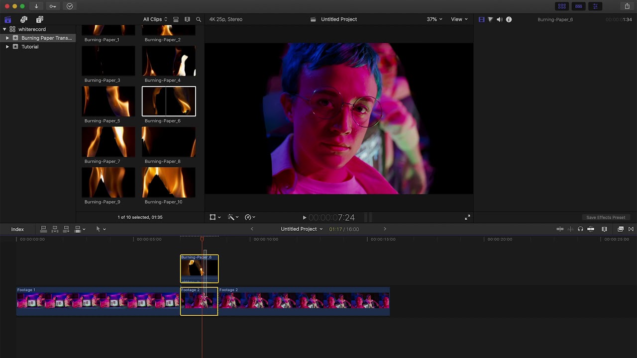 TUTORIAL : Using Track Mattes and Alphas in Final Cut Pro | Burning Paper Transitions