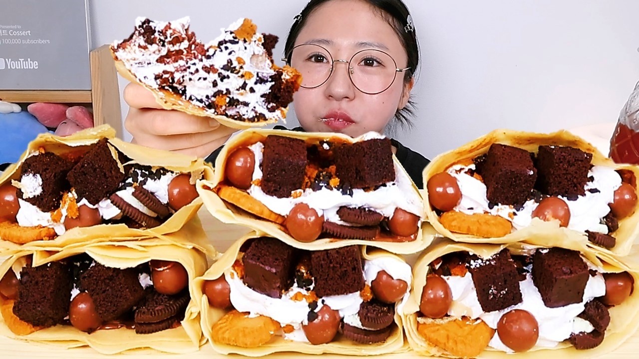 누텔라 로투스 크레페 디저트 먹방 Dessert Mukbang