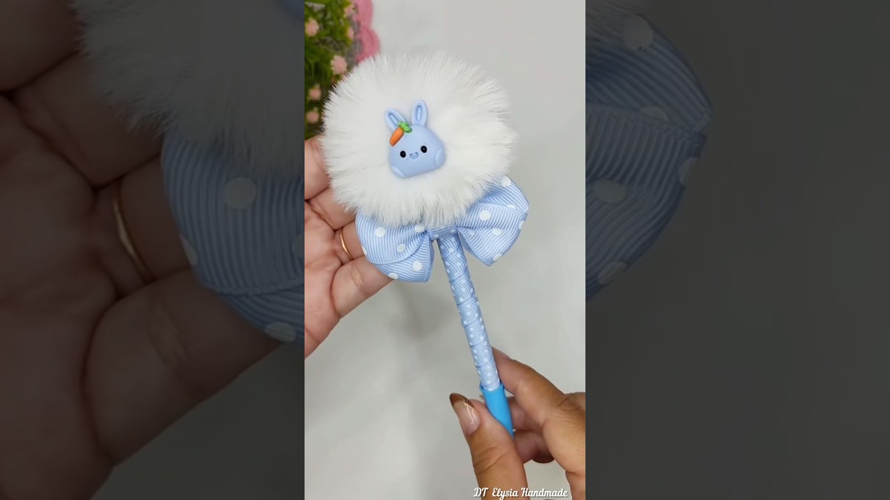 Cute Bunny Fluffy Pen 🐰✨ | Handmade Pen Topper | DT Elysia Handmade 