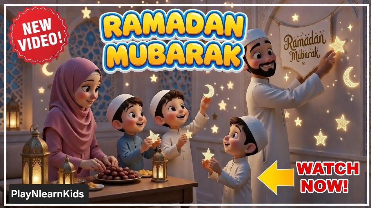 RAMADAN MUBARAK✨️  رمضان مبارك || kids Rhyme || Animated poem @PlayNlearnkids-w8q 