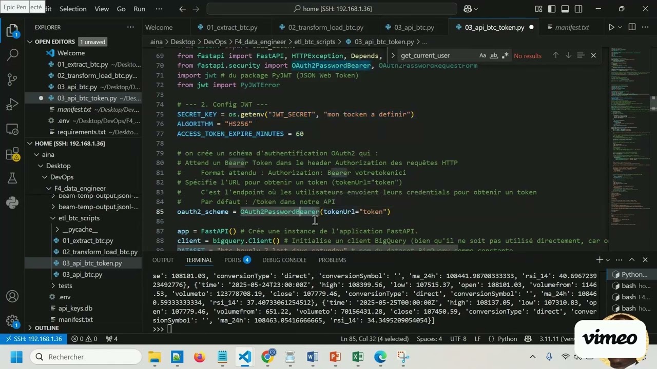 F4_DATA_ENGINEER 13: Ajouter l’authentification par token (JWT) à votre API FastAPI