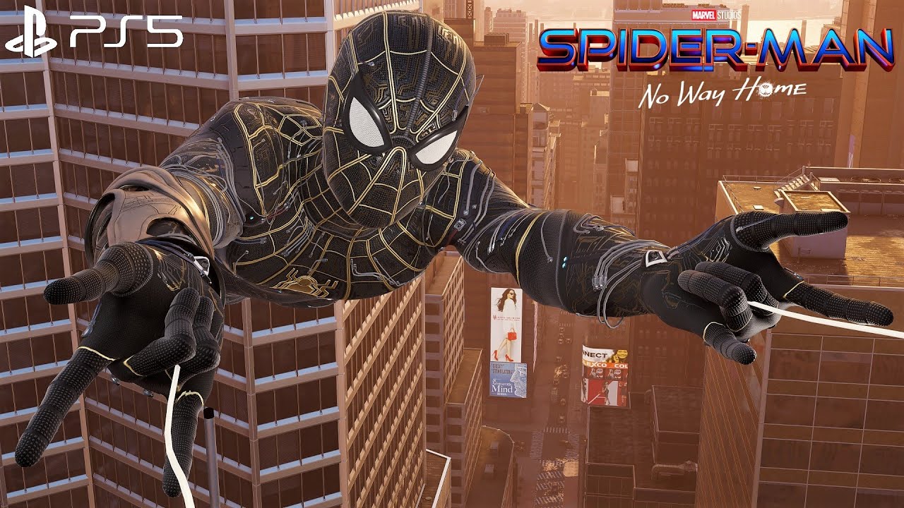 Spider-Man Remastered PS5 - Black and Gold Suit Free Roam Gameplay (4K 60FPS Performance RT)