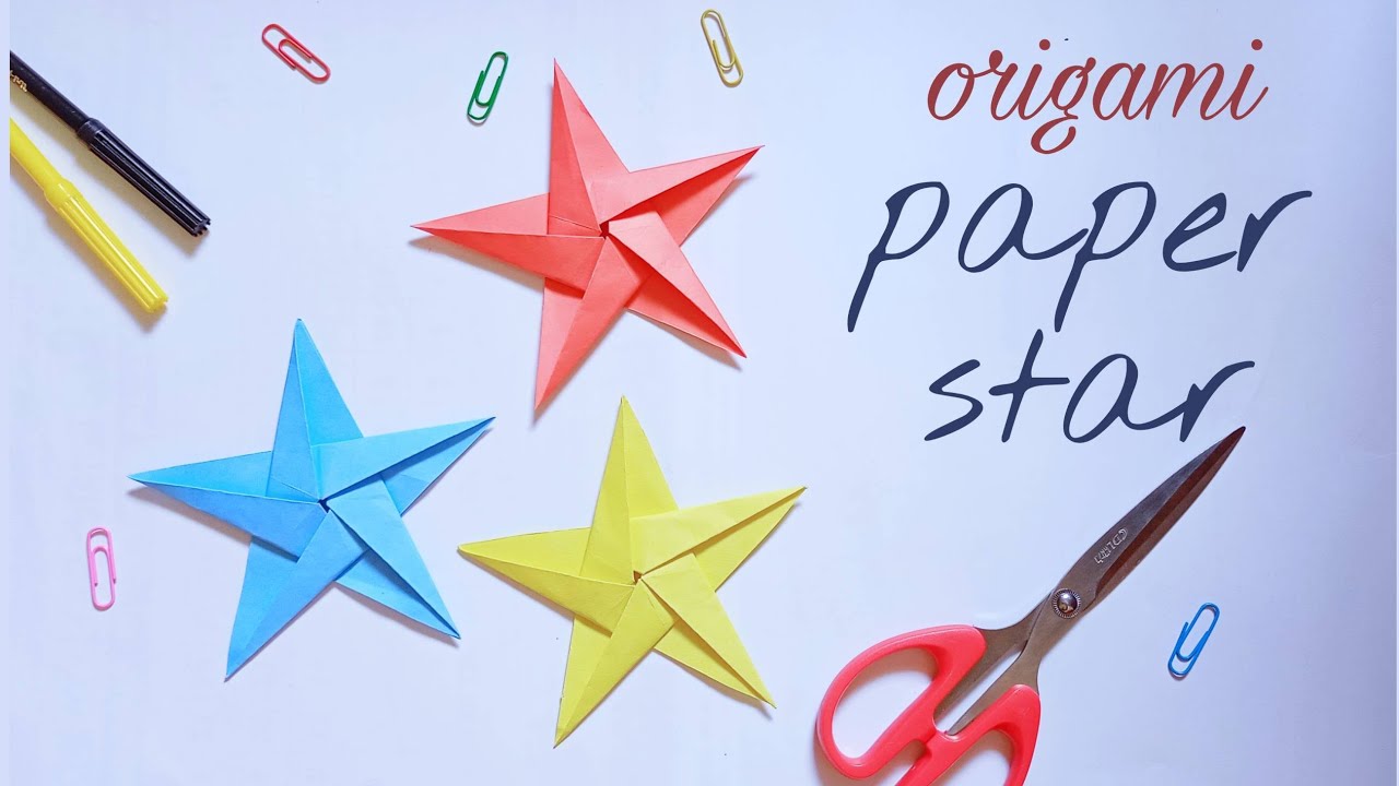 How to fold Five pointed star - Paper Ninja star - DIY 5 pointed Star tutorial -  Easy origami star