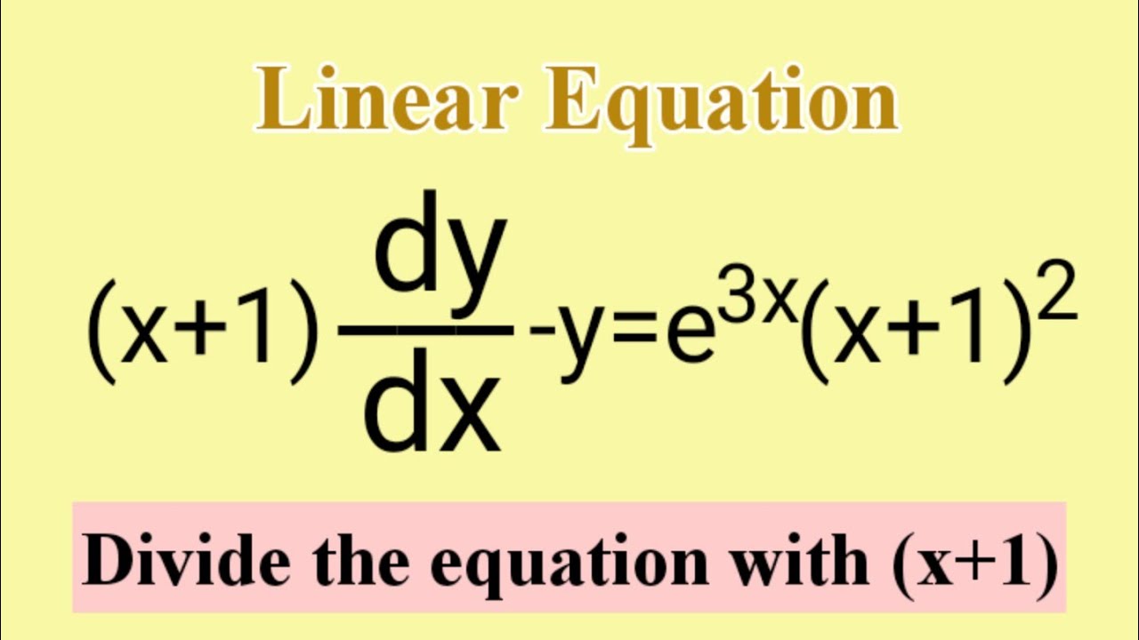 (x+1)dy/dx-y=e^3x(x+1)^2 #LinearEquation L613 @MathsPulseChinnaiahKalpana