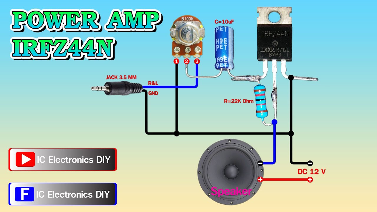 ขยายเสียงมอสเฟตง่ายๆ(Power Amp Mosfet IRFZ44N 12V)
