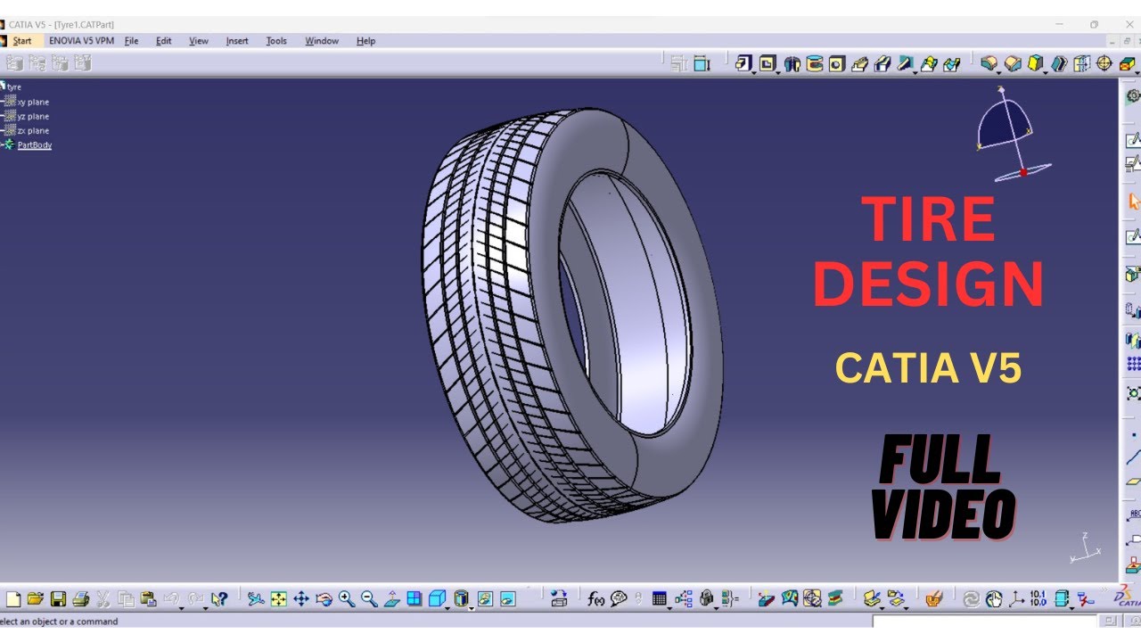 Tyre Design | Catia v5 | Practice Design | Part Modeling | Shaft & Groove | CADWALA