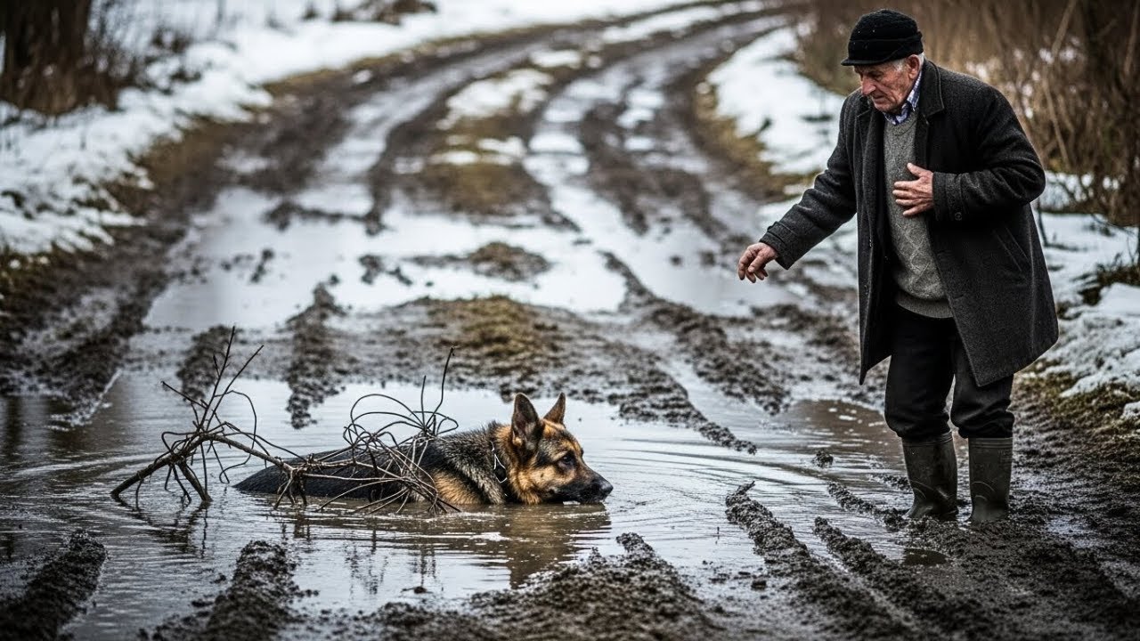 Un Bătrân Mut A Găsit Un Ciobănesc German În Noroi… Ce S-A Întâmplat Apoi Este Incredibil