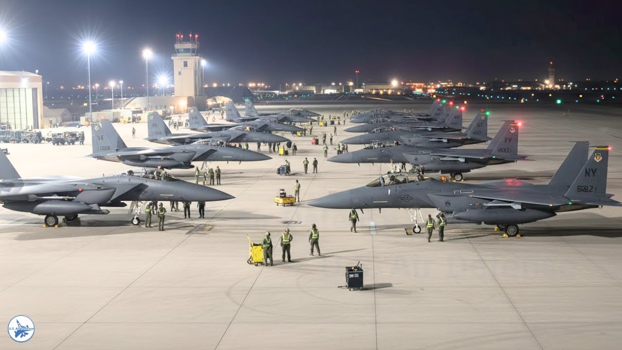 Iran Shocked!! Dozens of US F-15E Fighter Jets Gather in the Middle East, Ready for Action