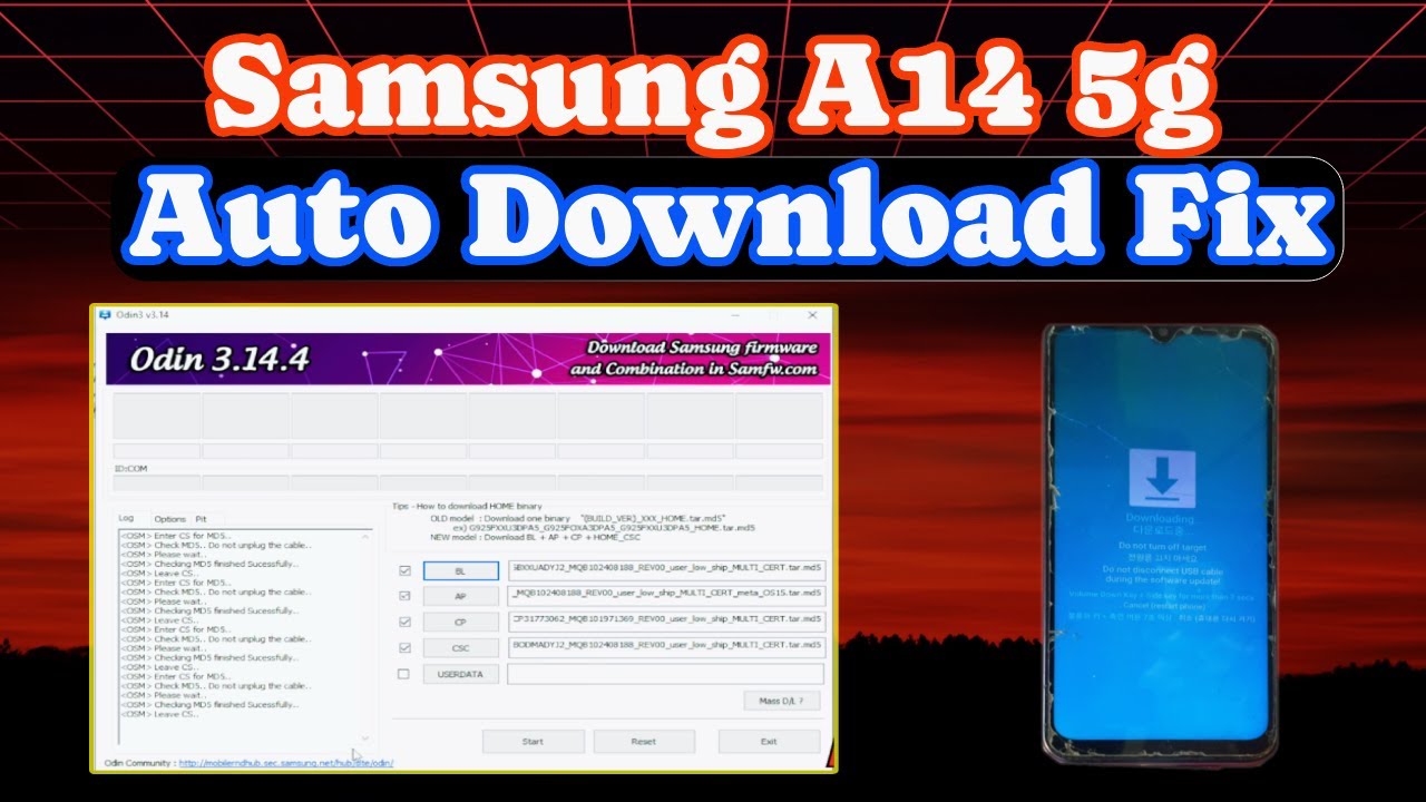 samsung a14 5g auto download mode problem fix / slotion #Themobilerepair