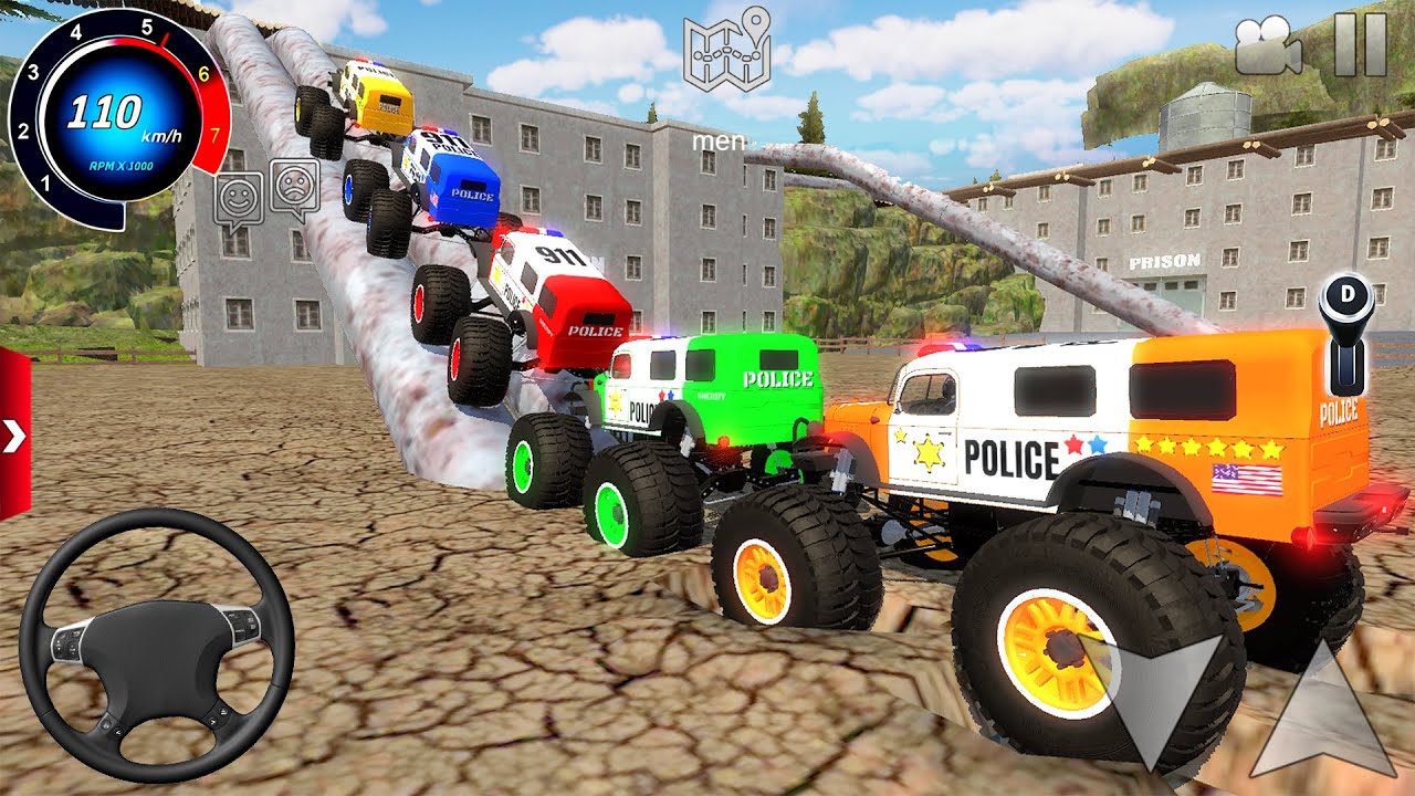 Juegos De Carros - Police Monster Truck Impossilbe Driver #1 - US Car Stunts Racing Android Gameplay