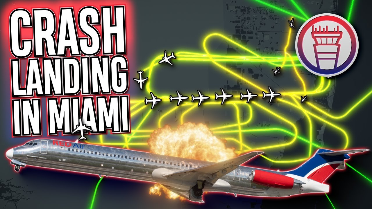Аварийная посадка в Майами! MD-82 выкатывается за пределы взлётно-посадочной полосы, топливо взры...