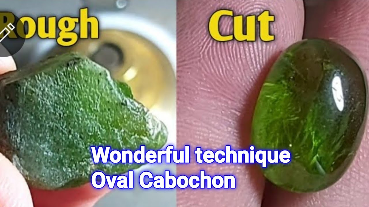 Cabochon Cutting  | How to cut & polish From Rough Peridot stone | Oval shape cabochon