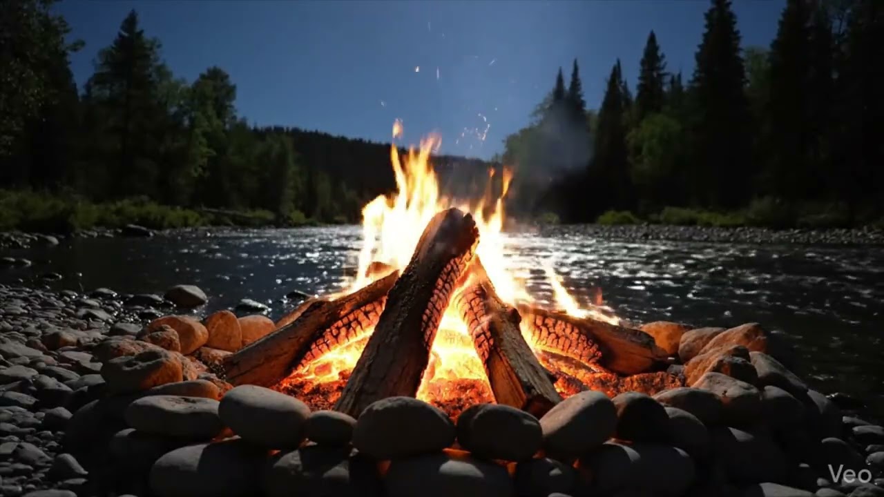 Forest River & Campfire Sounds ASMR for Deep Sleep | Ormanda Akan Nehir ve Kamp Ateşi ASMR