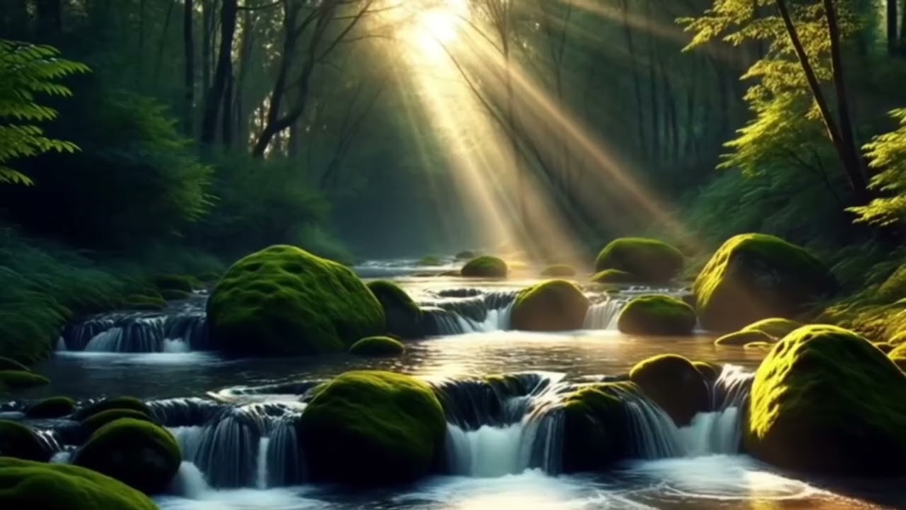 Calm Relaxing Music | Anxiety & Stress Relief | Forest Stream Waterfall Ambience | No Talking