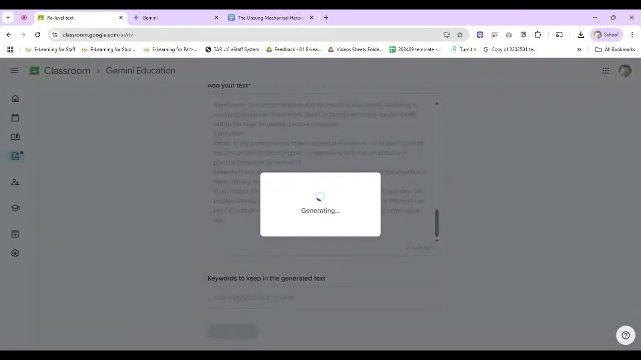 Use Re-level text AI Tool in Classroom (Google Classroom)
