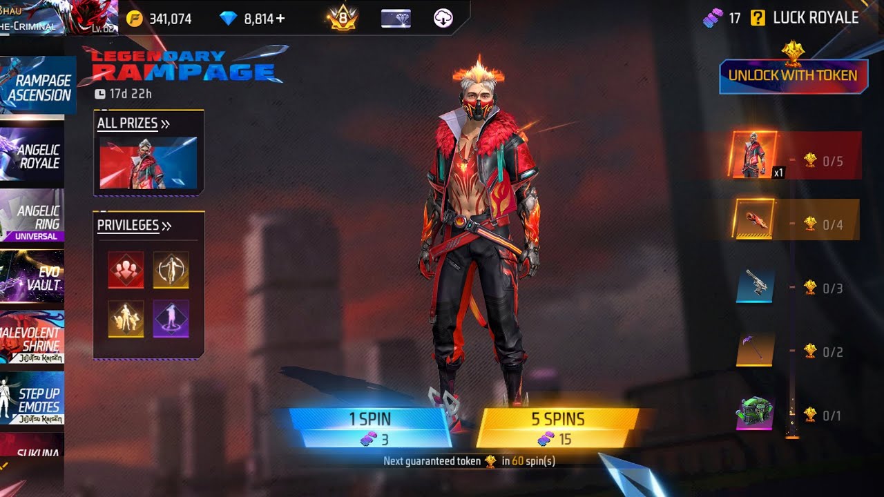 SPIN LEGENDARY RAMPAGE BUNDLE UNLOKE FREE FIRE 🔥