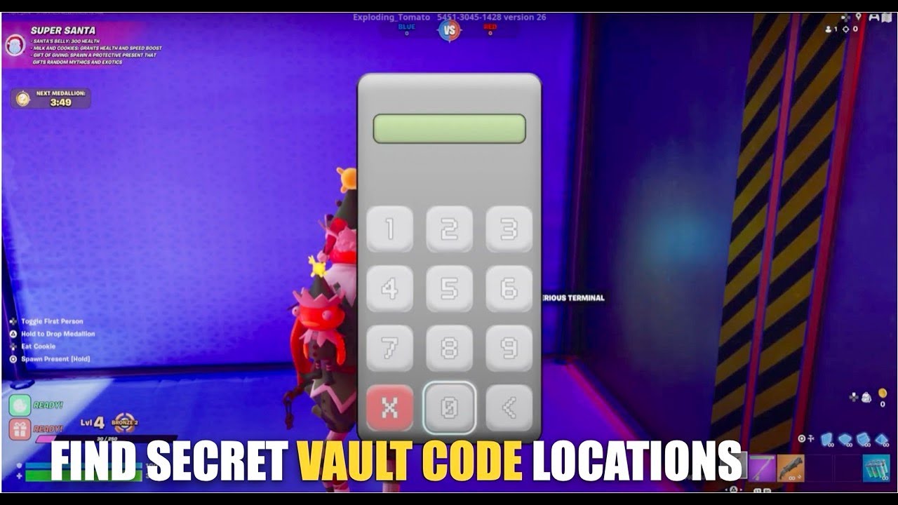 CUSTOM HERO MEDALLIONS RED VS BLUE MAP FORTNITE - FIND SECRET VAULT CODE LOCATIONS