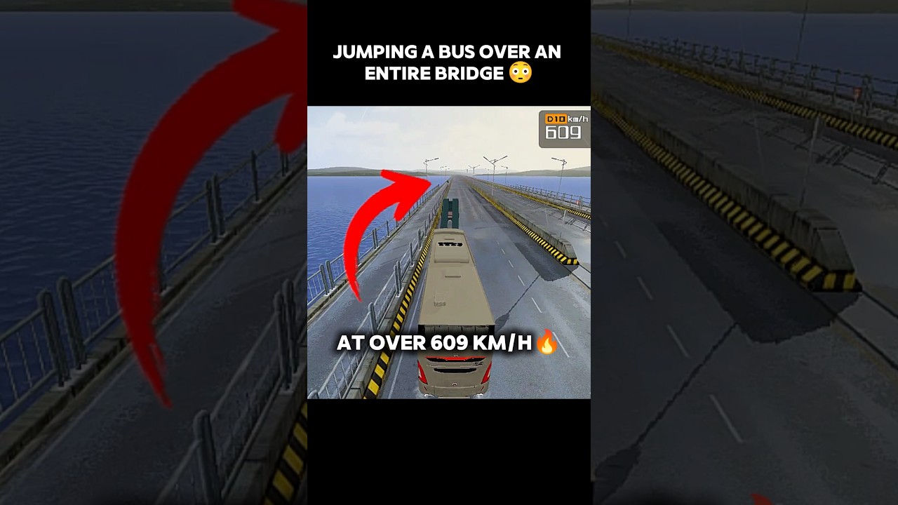 JUMPING A BUS OVER AN ENTIRE BRIDGE 😳 IN BUS SIMULETOR INDONESIA #shortsfeed #gaming #games