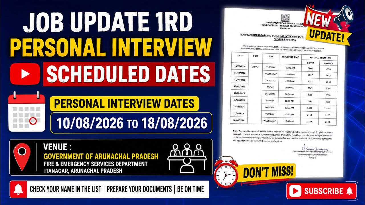 Tripura Fire Service Personal Interview Schedule 2026 Released | Driver & Fireman Interview Dates...