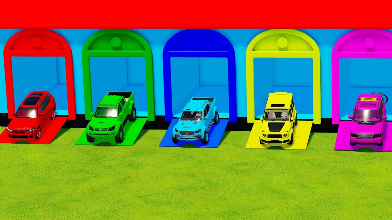 TRANSPORTING FIVE COLOR BMW SUPER, TOYOTA, MERCEDES BENZ, BRABUS, RANGE ROVER - Farming Simulator 22