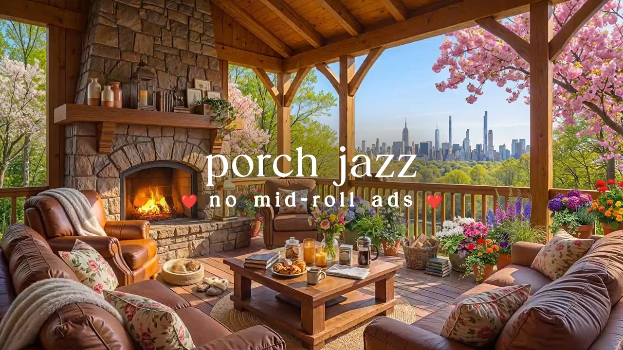 🌿 Spring Porch Jazz (NO MID-ROLL ADS) &ndash; Cozy Ambience for Relaxation & Study