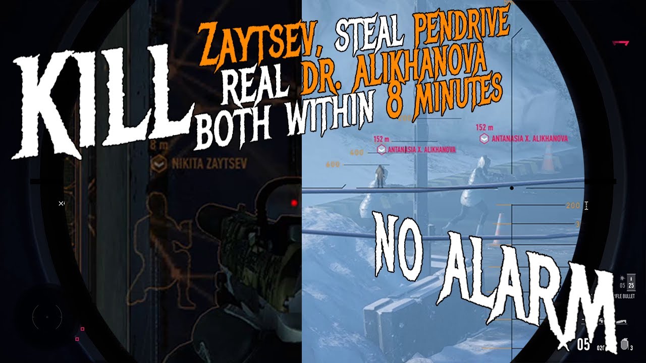 SGWC kill Zaytsev and steal pendrive - kill real alikhanova - kill both within 8 minutes - no alarm