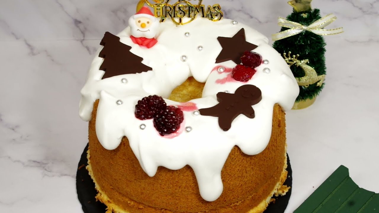 プレーンシフォンで作るクリスマスシフォンケーキ　Xmas chiffon cake　１７cm型１台分