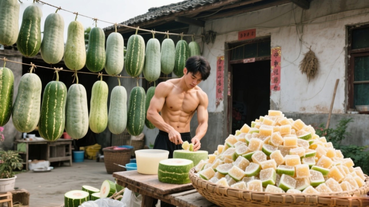 Abundant Winter Melon Harvest: Sun-Drying The Squash And Creating Sweet Winter Melon Candy!