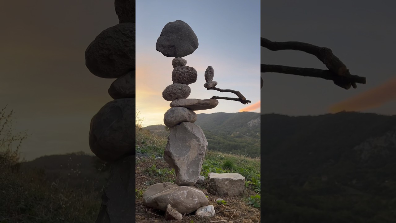new discipline of balance with Stones #shorts #stone #balancing