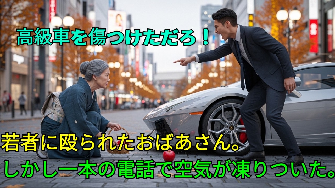 高級車を傷つけただろ  若者に殴られたおばあさん。しかし一本の電話で空気が凍りついた。