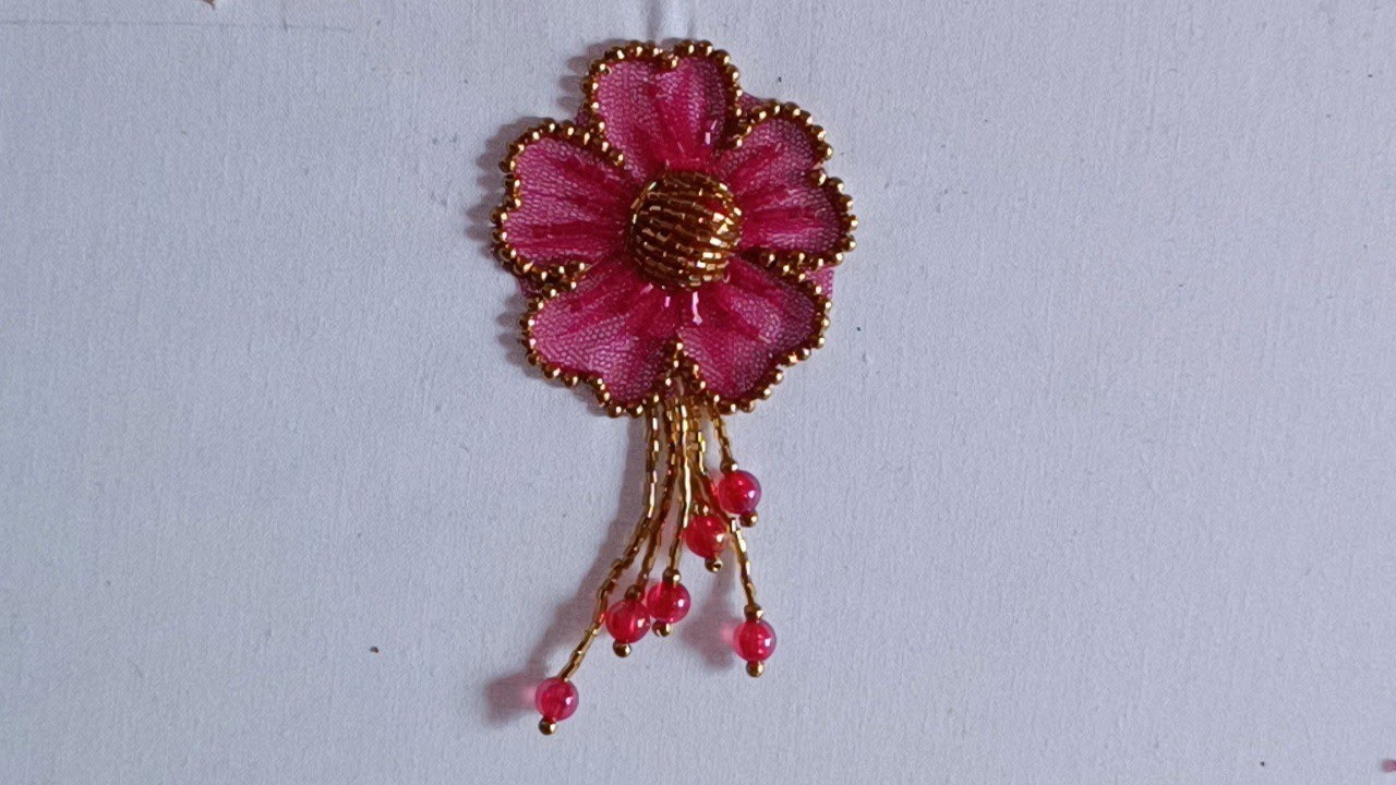 How to Make Aari Embroidery Flower using net Cloth