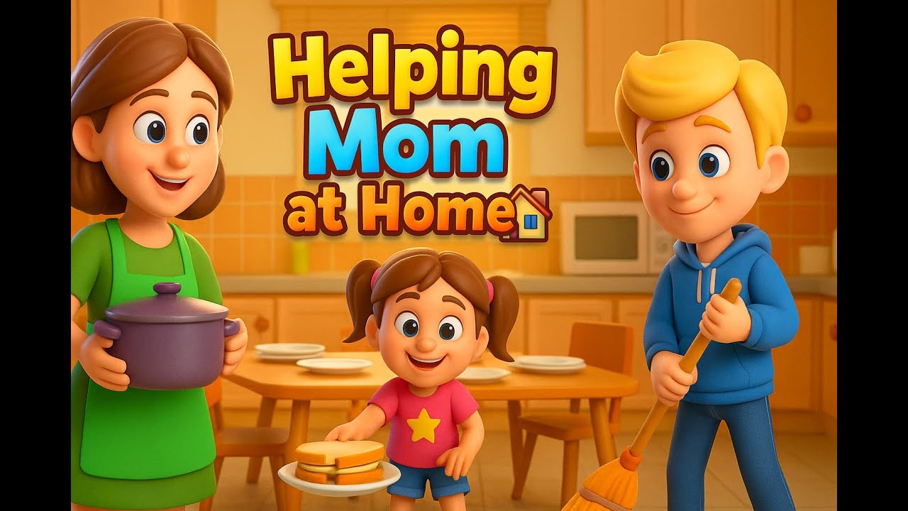 Helping Mom at Home | 3D Cartoon Kids Moral Story | Love & Respect Parents