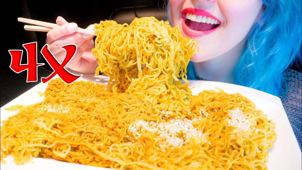 ASMR: 4x Hot Thai Soba Noodles Challenge & Crunchy Pickles ~ Relaxing Eating [No Talking|V] 😻