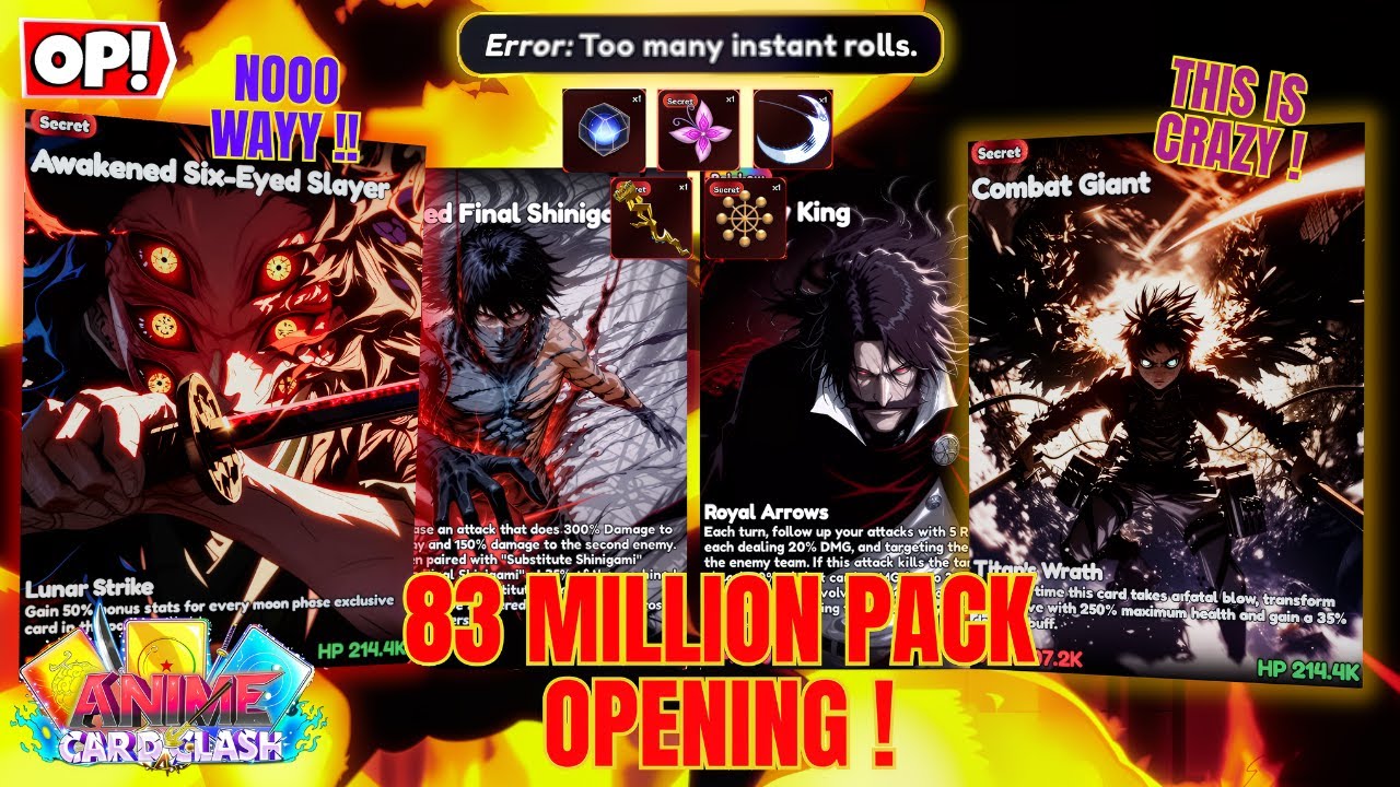 🔥THESE *SECRET PULLS* ARE CRAZY | We OPENED 83 MILLION PACKS In Anime Card Clash! (Roblox)
